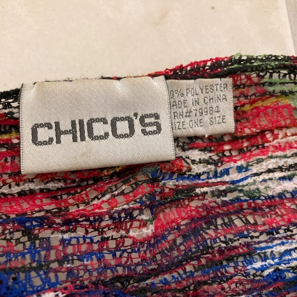 Chico's Multicolor Texture Scarf With Black Fringe - Picture 3 of 4